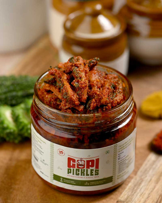 Bitter Gourd Pickle (కాకరకాయ పచ్చడి) – A Tangy & Spicy Delight 🟩